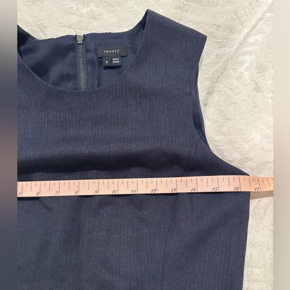 Theory Colete Shift Tweed Dress Sleeveless Wool Blend Pockets navy - Picture 5 of 9